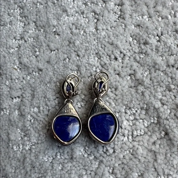 Lagos Maya Lapis Blue and Silver Teardrop Pierced Earrings - Picture 3 of 3